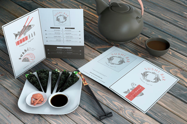 Free Creative Sushi Bar Menu Mockup Psd