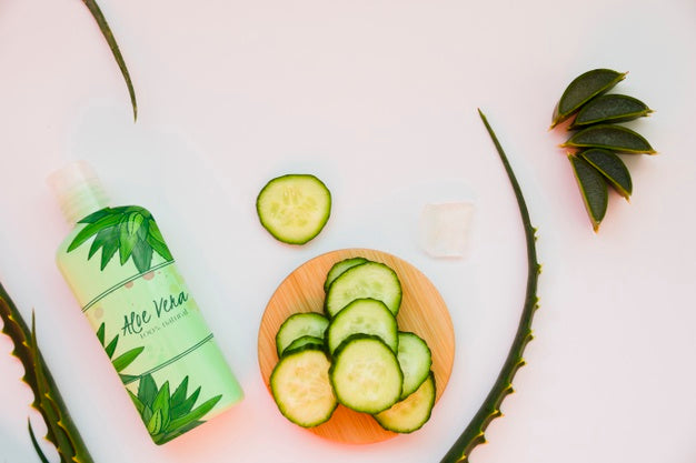 Free Cucumber Slices With Lotion Mock-Up Psd