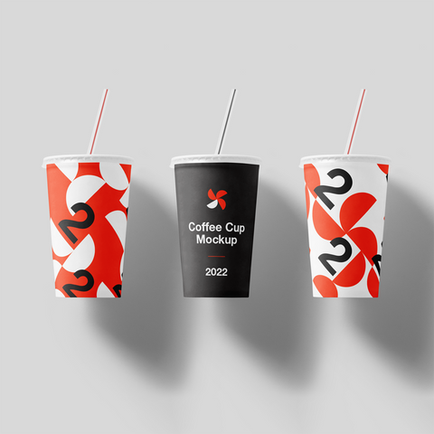 Free Cup With A Straw Mockup