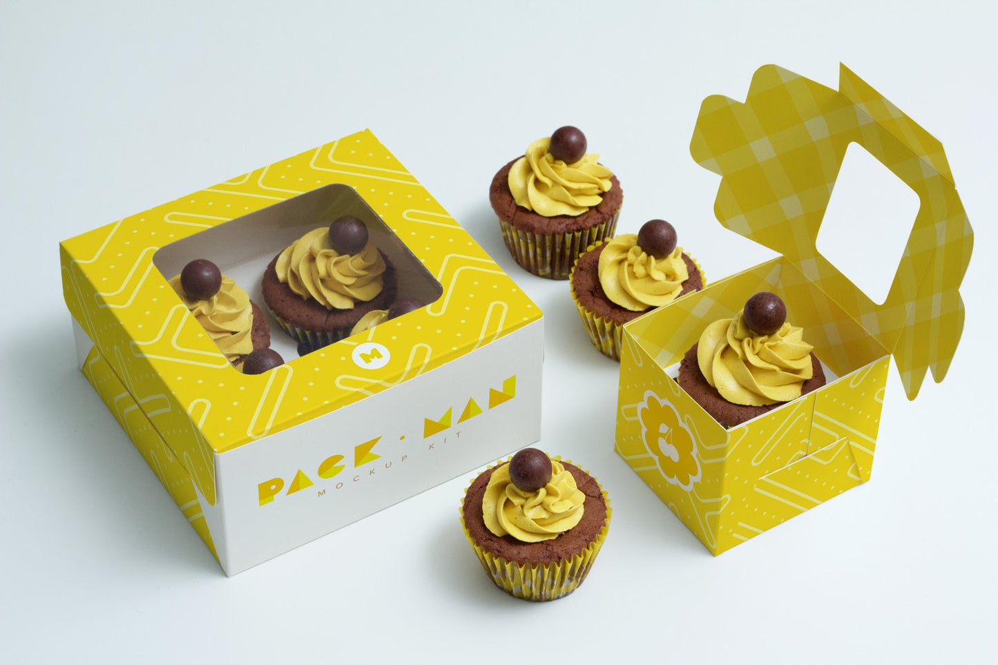 Free Cupcake Boxes Mockup