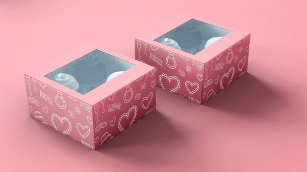 Free Cupcake Packaging And Branding Mockup Psd