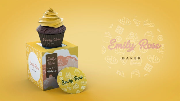 Free Cupcake Packaging And Branding Mockup Psd