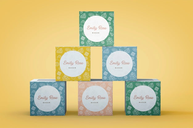 Free Cupcake Packaging And Branding Mockup Psd