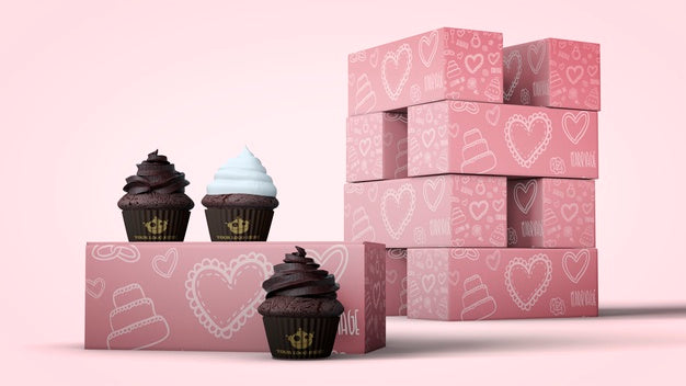 Free Cupcake Packaging And Branding Mockup Psd