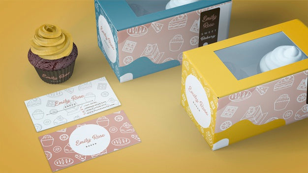 Free Cupcake Packaging And Branding Mockup Psd