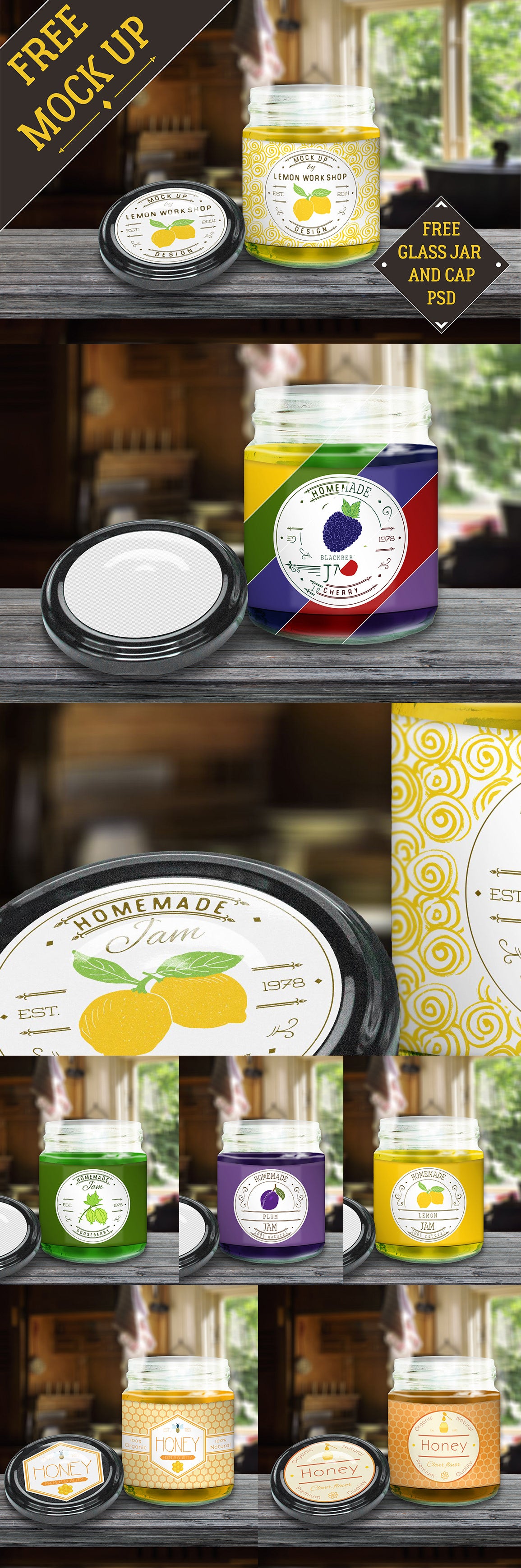 Free Glass Jar and Cap Mock Up