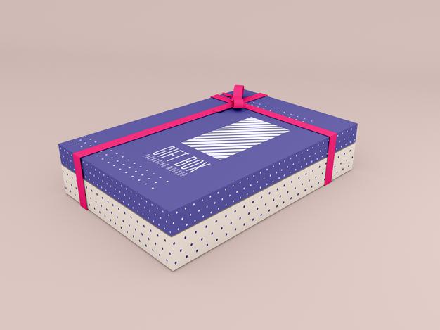Free Decorated Gift Box Mockup Psd