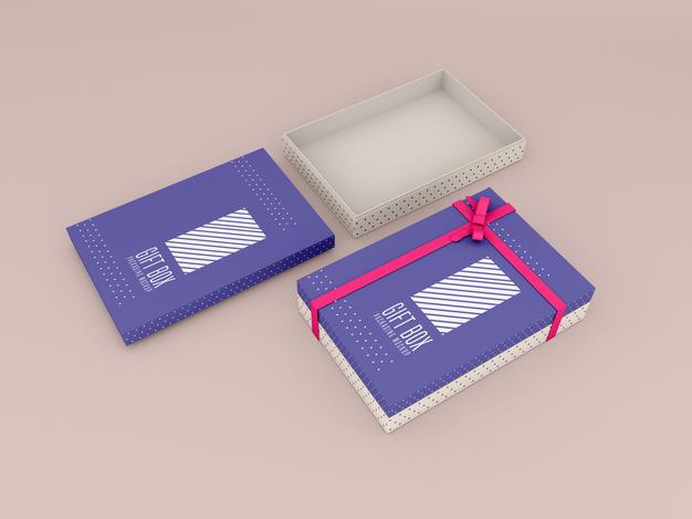 Free Decorated Gift Box Mockup Psd