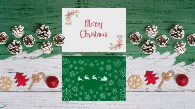Free Decorative Christmas Card Mockup Psd