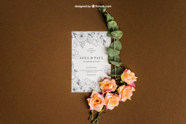 Free Decorative Floral Stationery Wedding Mockup Psd
