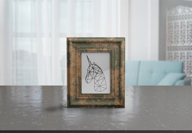 Free Decorative Frame Mockup On Table At Home Psd
