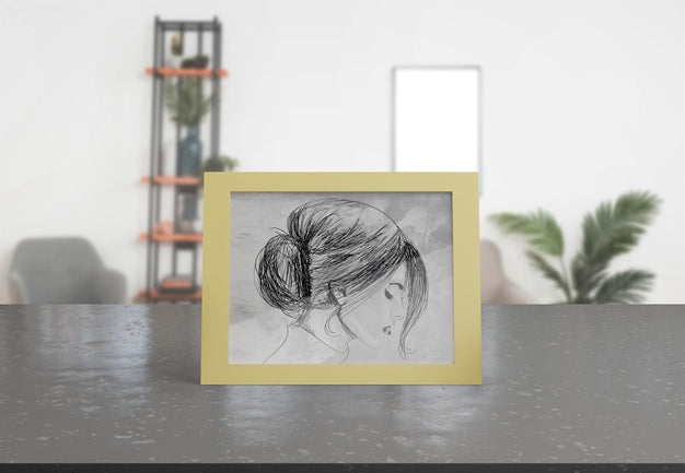 Free Decorative Frame Mockup On Table At Home Psd