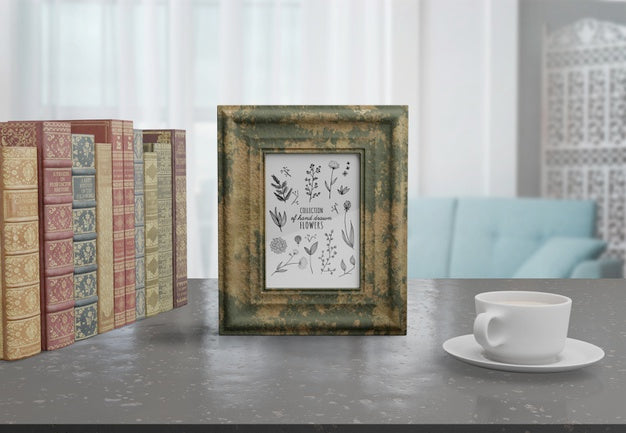 Free Decorative Frame Mockup On Table At Home Psd