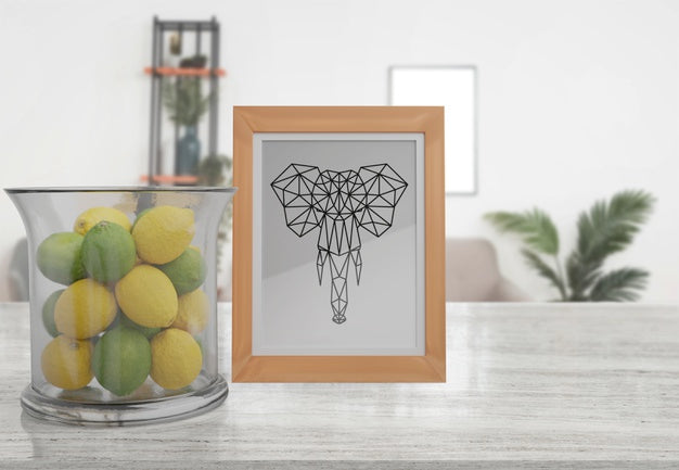 Free Decorative Frame Mockup On Table At Home Psd