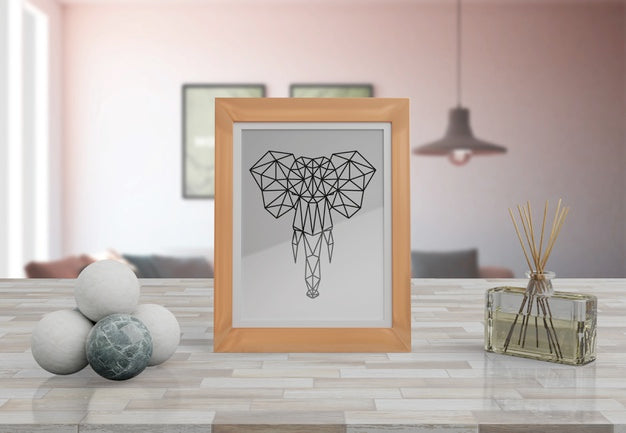 Free Decorative Frame Mockup On Table At Home Psd