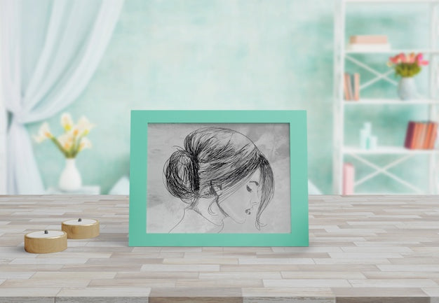 Free Decorative Frame Mockup On Table At Home Psd
