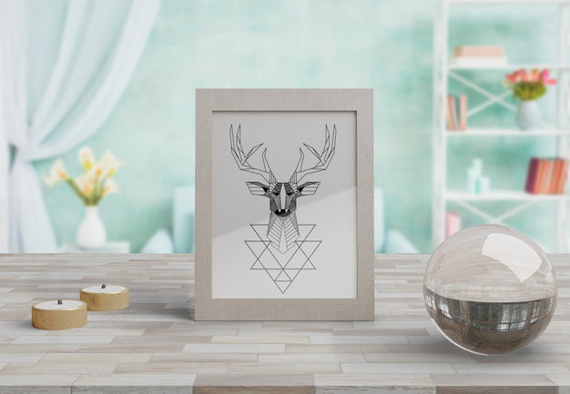 Free Decorative Frame Mockup On Table At Home Psd