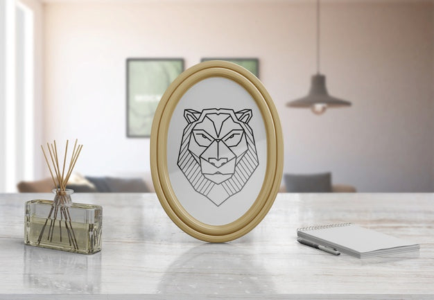 Free Decorative Frame Mockup On Table At Home Psd