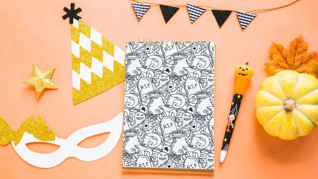 Free Decorative Halloween Book Cover Mockup Psd