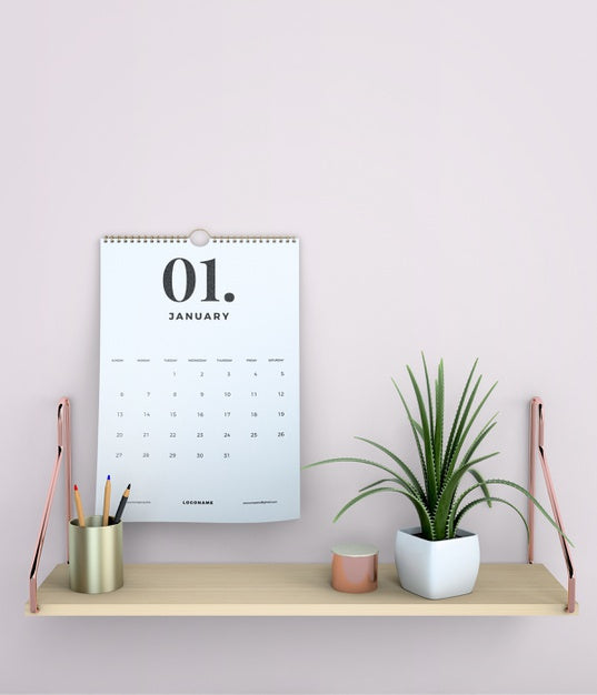 Free Decorative Mock Up Hanging Calendar Psd