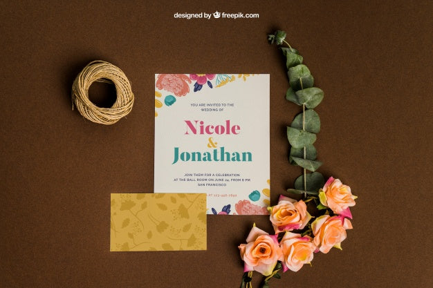 Free Decorative Stationery Wedding Mockup Psd