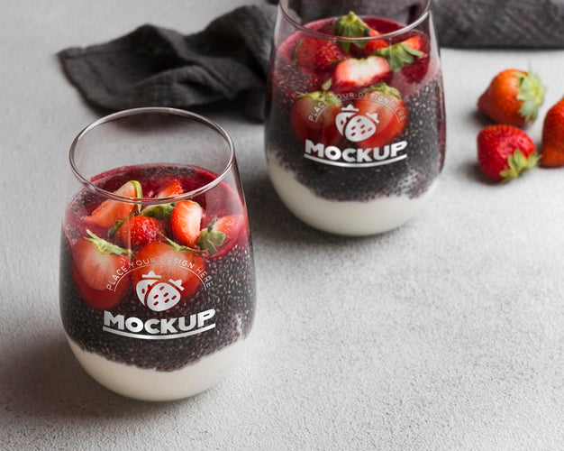 Free Delicious Breakfast With Strawberries High Angle Psd