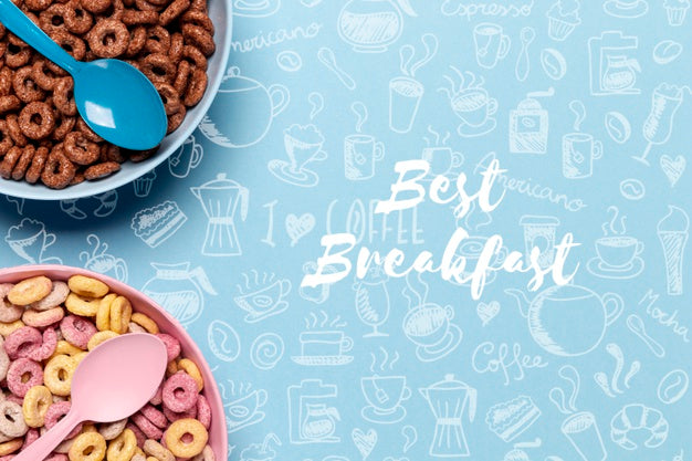 Free Delicious Cereals In Bowls On Table Psd