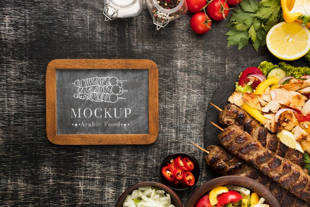 Free Delicious Meat Skewers Mock-Up Psd