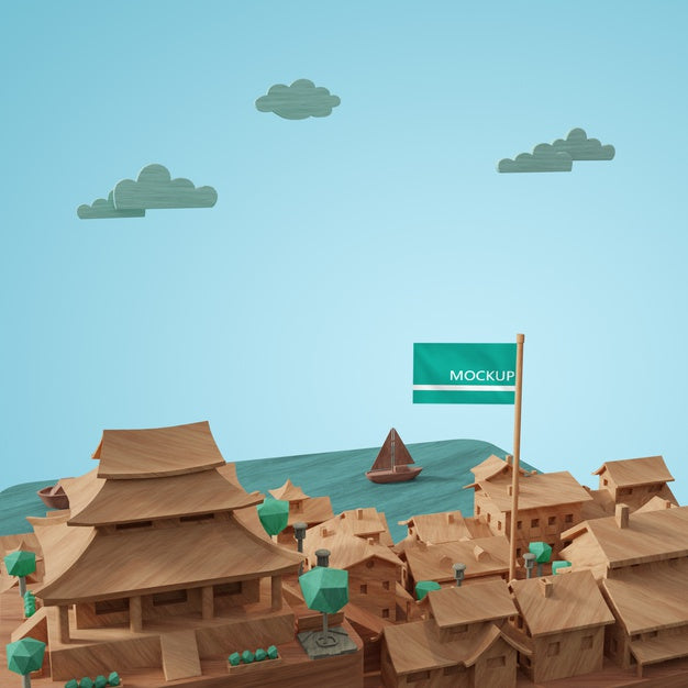 Free Design Of Cities World Day 3D Model Miniature Psd