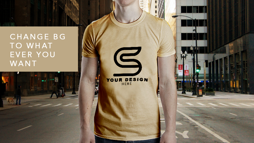 Free Super-Useful T-Shirt Mockup on a Man Change the Background