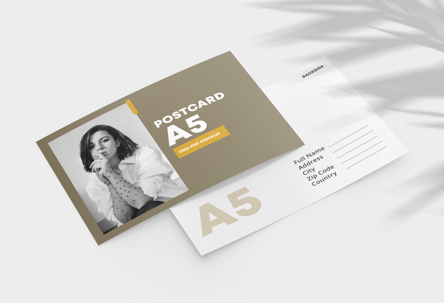 Free Double Sided Postcard Mockup