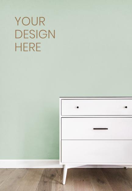 Free Drawer Against Wall Mockup Psd