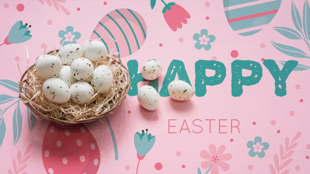 Free Easter Mockup With Egg Basket Psd