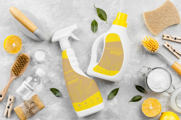 Free Eco Cleaning Products Assortment Psd