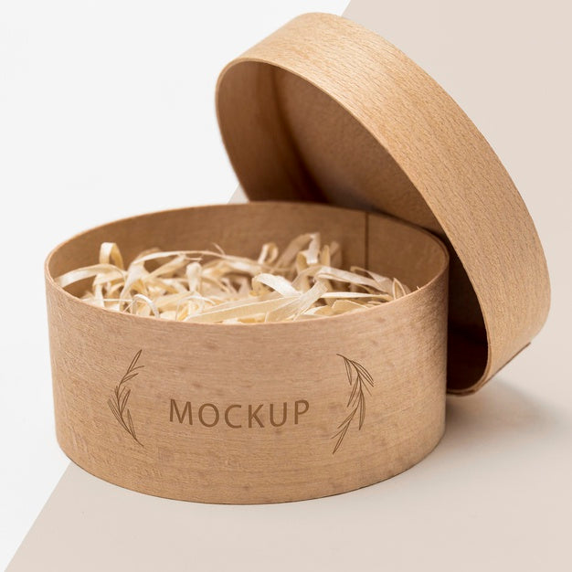 Free Eco-Friendly Packaging With Shredded Paper Inside Mock-Up Psd
