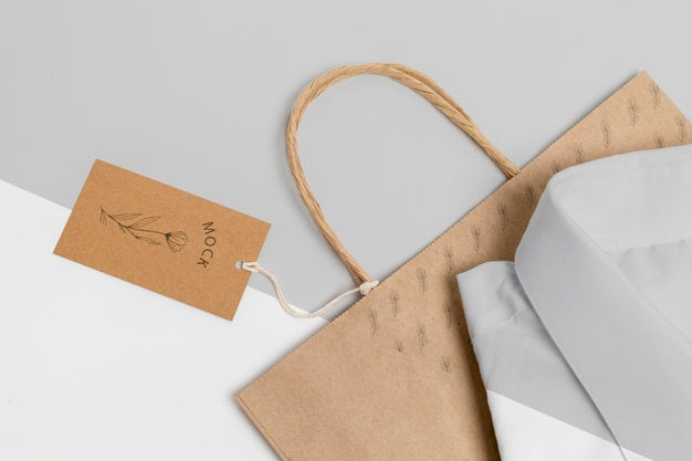 Free Eco-Friendly Price Tag And Paper Bag With Formal Shirt Mock-Up Psd