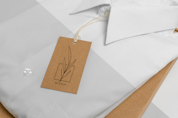 Free Eco-Friendly Price Tag And Paper Bag With Formal Shirt Mock-Up Psd