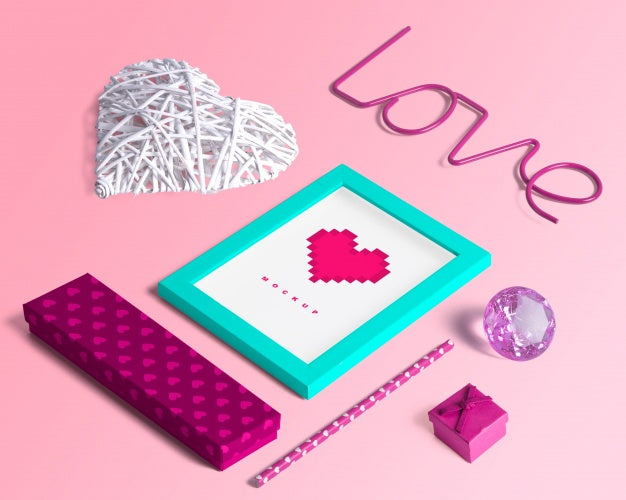 Free Editable Isometric Scene Creator Mockup With Valentines Day Concept Psd