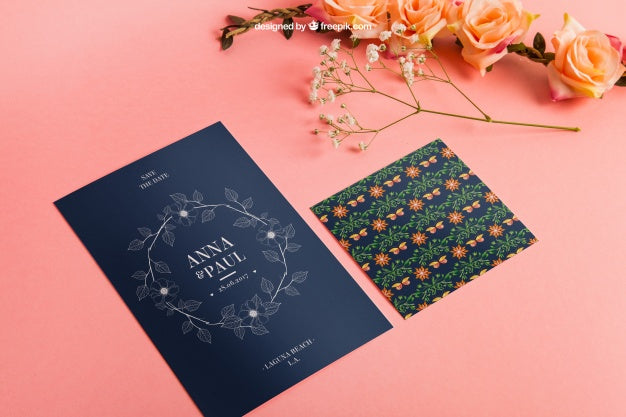 Free Elegant Stationery Wedding Mockup With Cards Psd