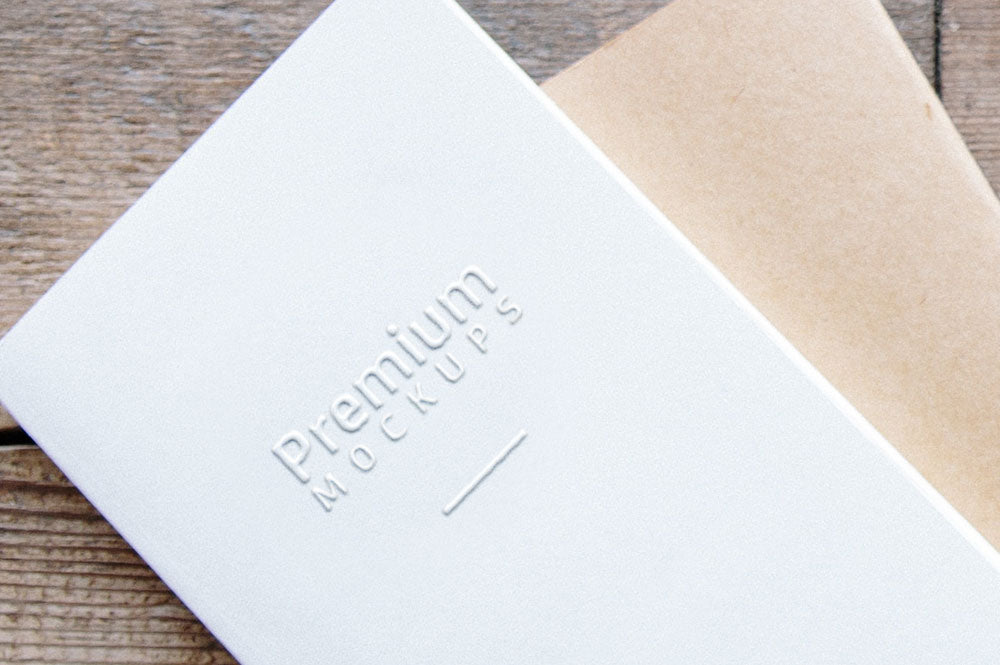 Free White Embossed Greeting Card Mockup