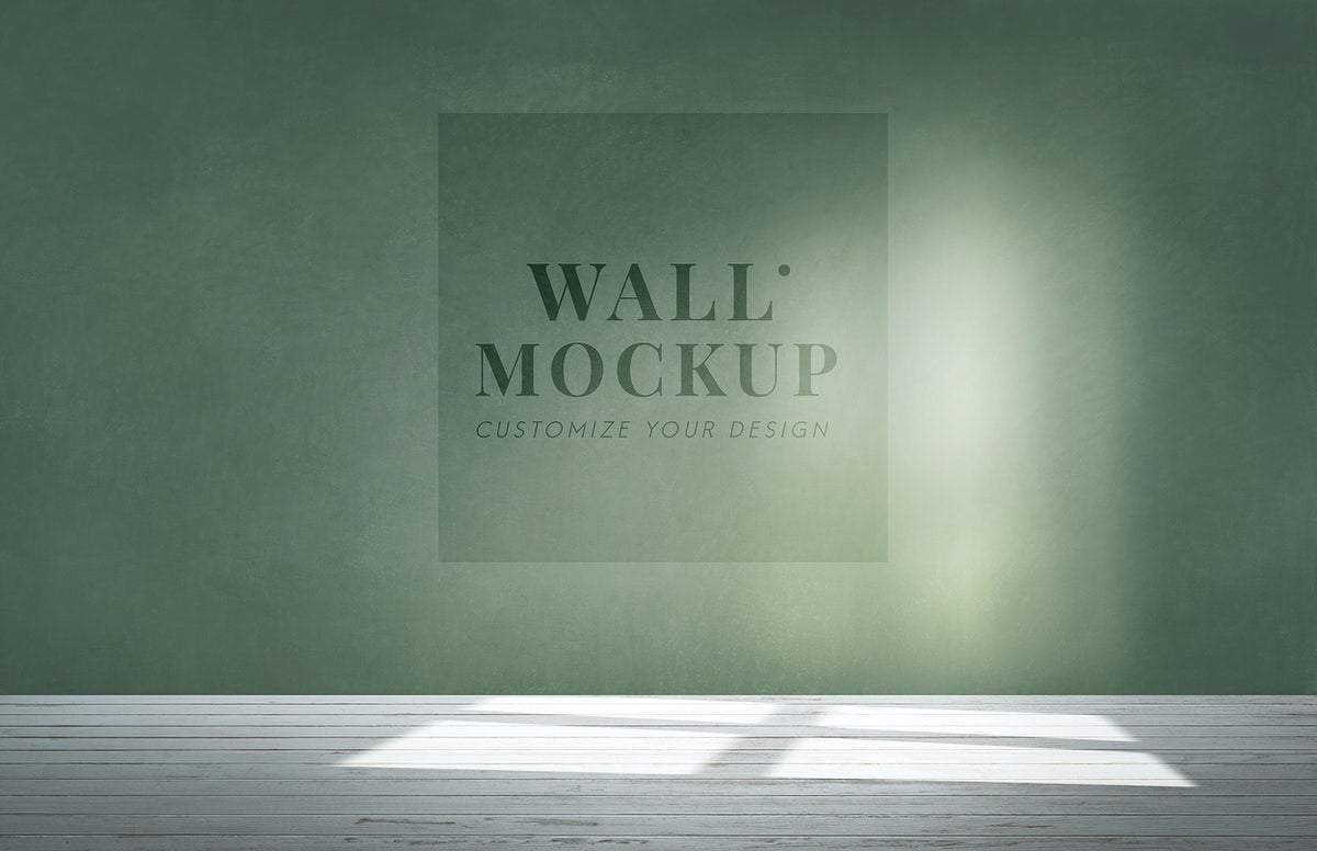 Free Empty Room With A Green Wall Mockup