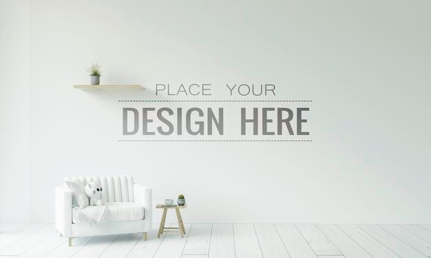 Free Empty Wall Interior Furniture 3D Psd Mockup Psd