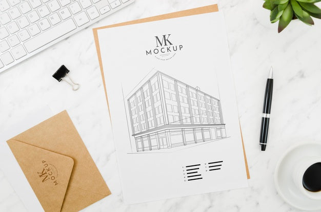 Free Envelope With Architecture Outdoors Mock-Up Psd