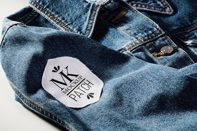 Free Fabric Clothing Patch Mock-Up On Denim Material Psd