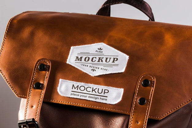 Free Fabric Clothing Patch Mock-Up On Leather Bag Psd