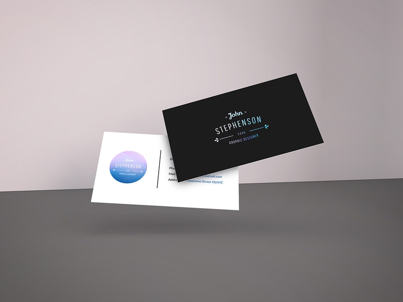 Free Falling Business Cards Mockup