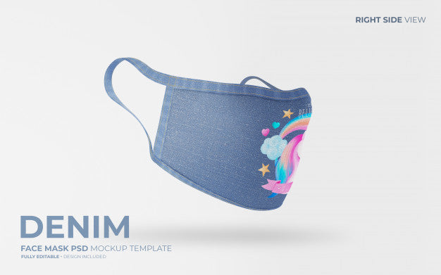 Free Fashion Face Mask Mockup In Denim Fabric Psd