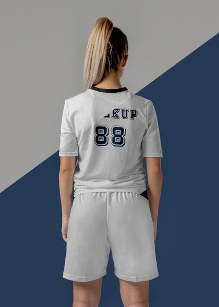 Free Female Soccer Player Apparel Mock-Up Psd