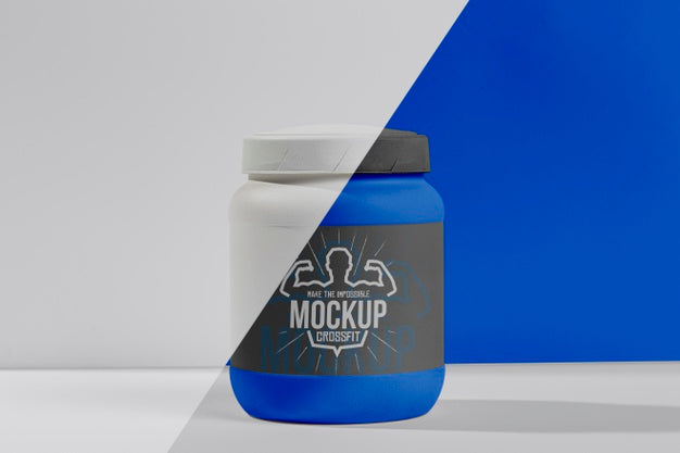 Free Fitness Stimulants In Blue Plastic Container Psd