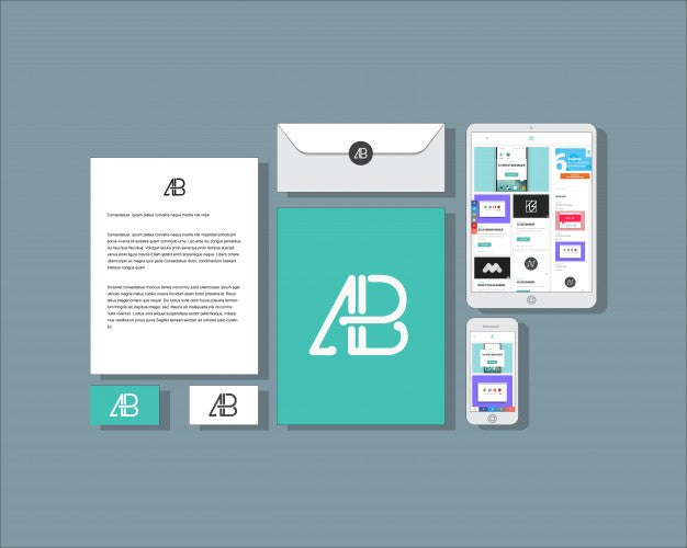 Free Flat Business Stationery Mock Up Psd
